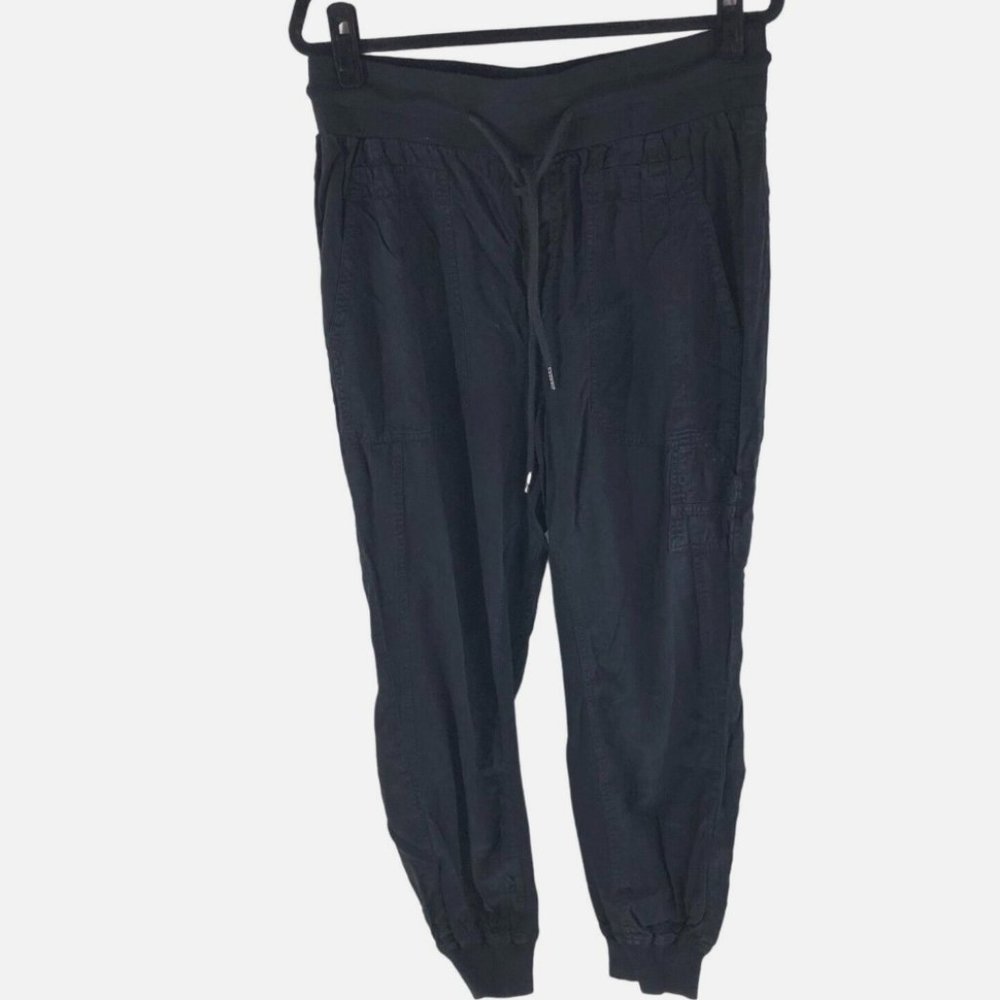 Quince Women's Vintage Wash Tencel Utility Jogger Pants High Rise Deep Black L